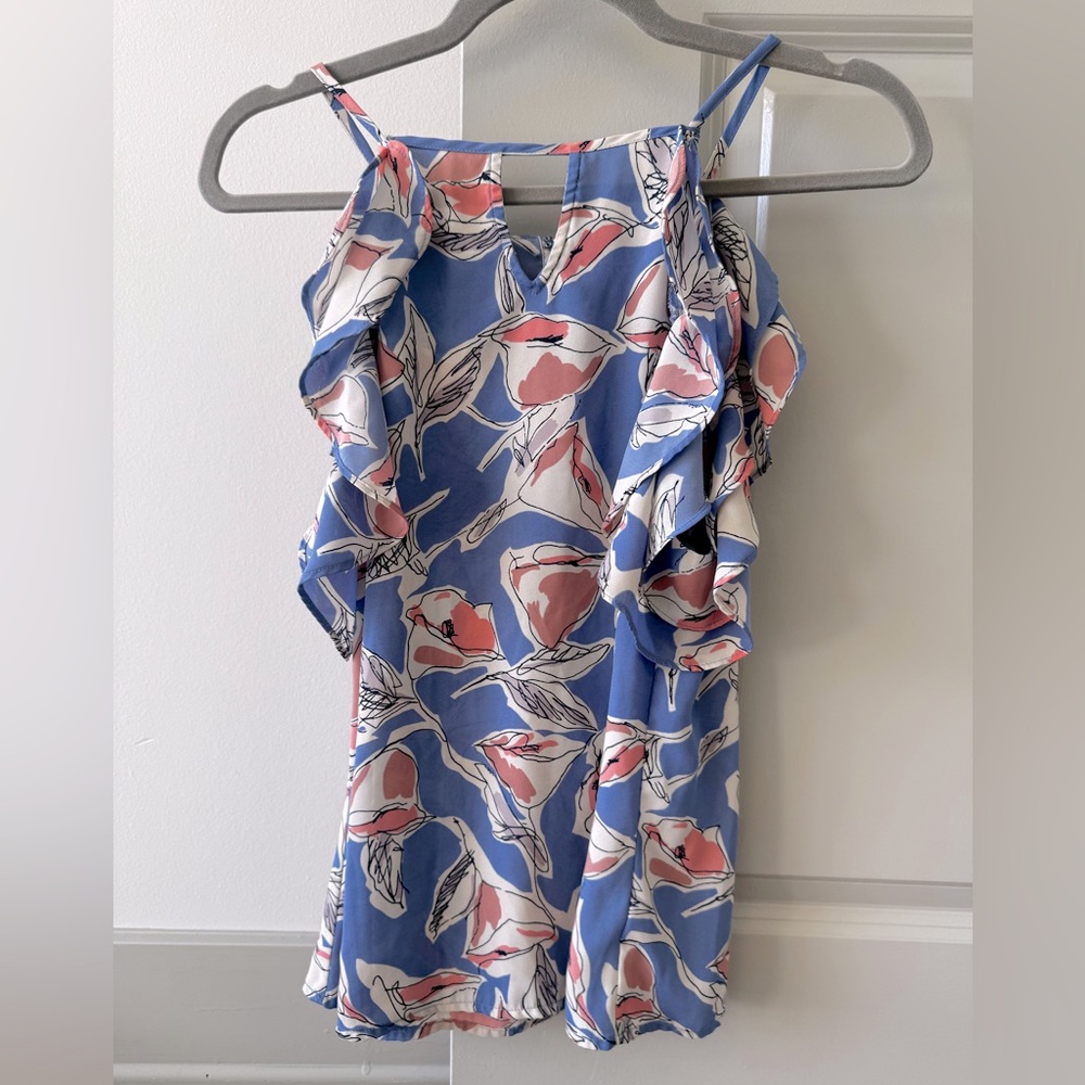 Floral Blue Casual Summer Shirt Off Shoulder